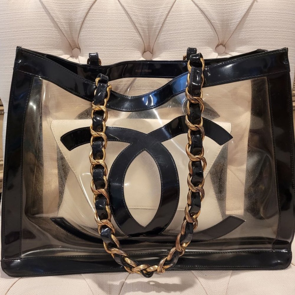 Chanel Vintage Rare Clear Chain Tote